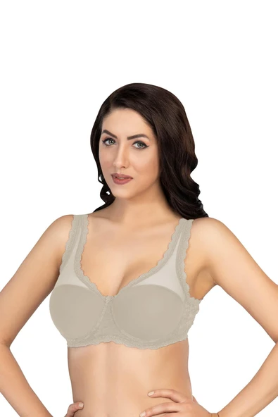 EKRU MI Emay 172 C PEDLİ DANTELLİ BALENLİ MİNİMAZER ürün görseli 1