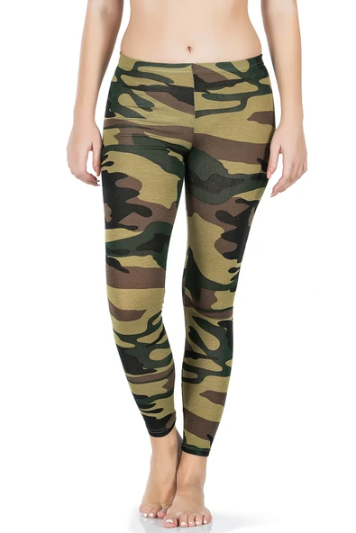 Derya Kurşun Kamuflaj Desenli Uzun Kadın Tayt 443 ürün görseli 1