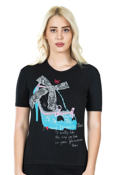 Derya Kurşun Baskılı Kadın Tişört 275 ürün görseli 1