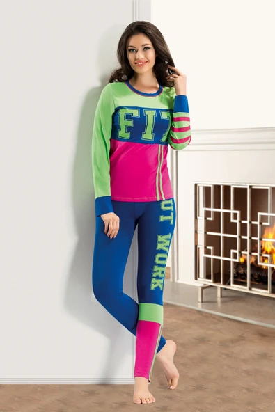 Derya Kurşun Baskılı Sporcu Kadın Tayt Takım 866 ürün görseli