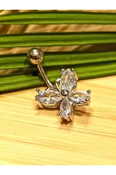 Monalisa Home Gümüş Renk Taşlı Göbek Pirsıng ürün görseli 1