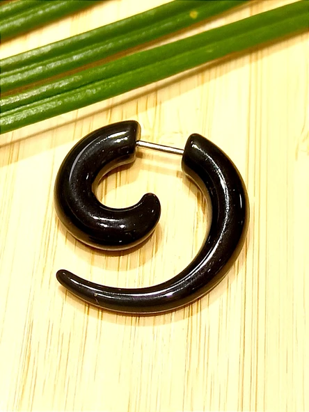 Monalisa Home Çelik Siyah Figürlü Unisex Küpe ürün görseli 1