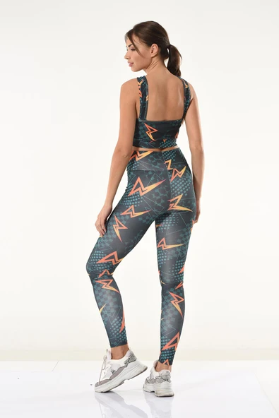 Derya Kurşun Baskılı Büstiyer Tayt Takım 531 - Resim 2