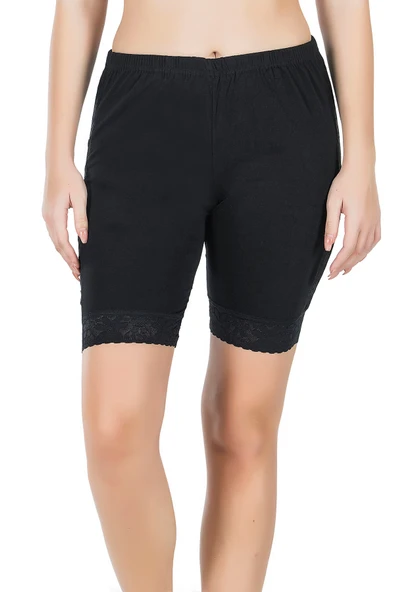 Derya Kurşun Dantelli Uzun Kadın Şort 418 - Resim 3