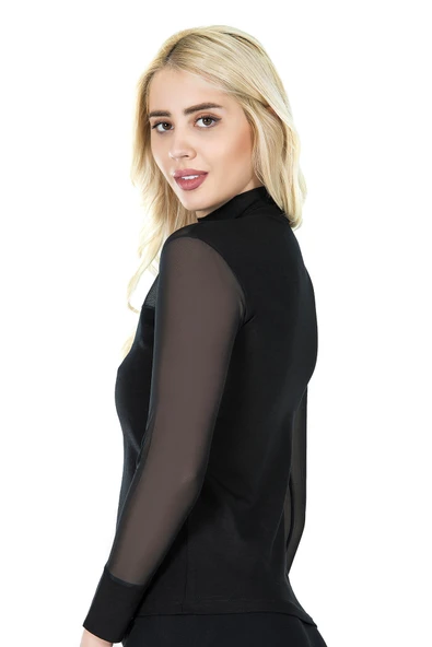 Derya Kurşun Balıkçı Yaka Transparan Kadın Tişört 296 - 2