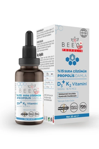 Bee`o Up Bee O Up Propolis %15 D3 K2 Suda Çözünür Damla 20 ml ürün görseli 1