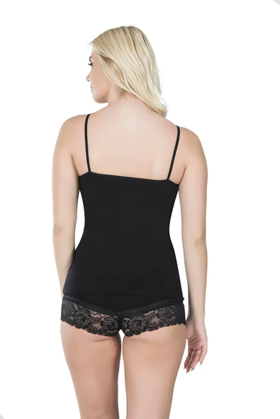 Derya Kurşun İp Askılı Dantelli Atlet Şort Takım 071 - Resim 2