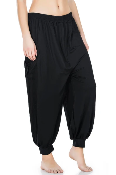 Derya Kurşun Siyah Manşetli Şalvar 0527-SYH - 2