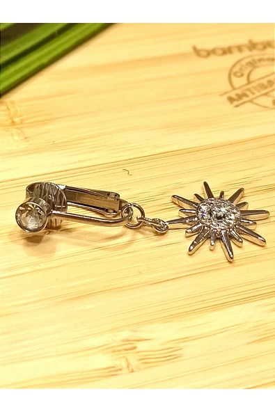 Monalisa Home Gümüş Renk Taşlı (Delik olmayan Göbek İçin) Göbek Pirsıng ürün görseli 1