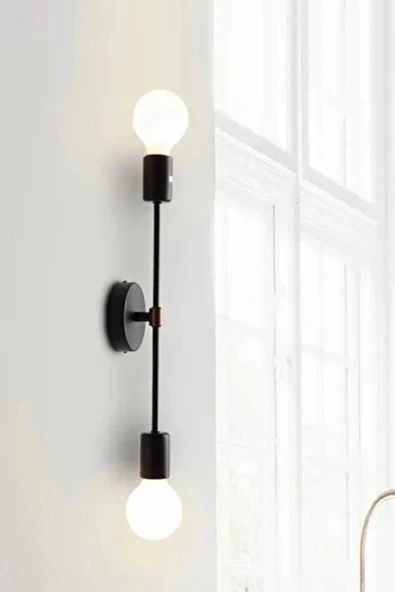 ED Retro Rustik Siyah Kasa Duvar Apliği Uzun