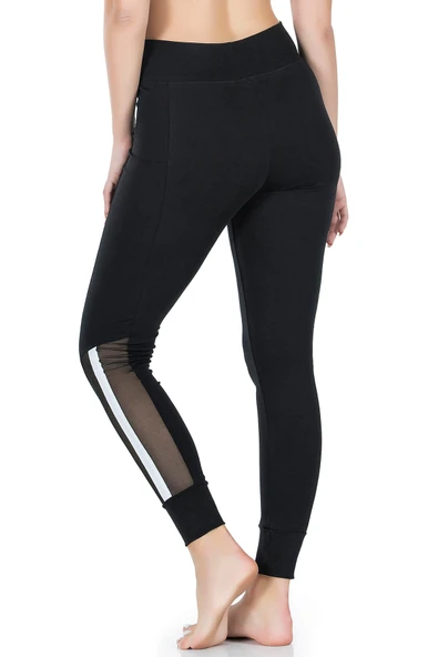 Derya Kurşun Transparan Detaylı Kadın Tayt 0605 - 2