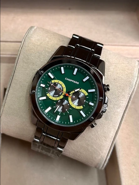 Siyah Renk Kaplama Çelik Kordonlu Parlak VIP Model Yuvarlak Spor Kadran Erkek Saati | Sportif Şıklık ürün görseli 1