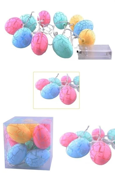 OLLEVRA 10lu Renkli Yumurta Şeklinde Dekoratif Dolama Led Aydınlatma ürün görseli