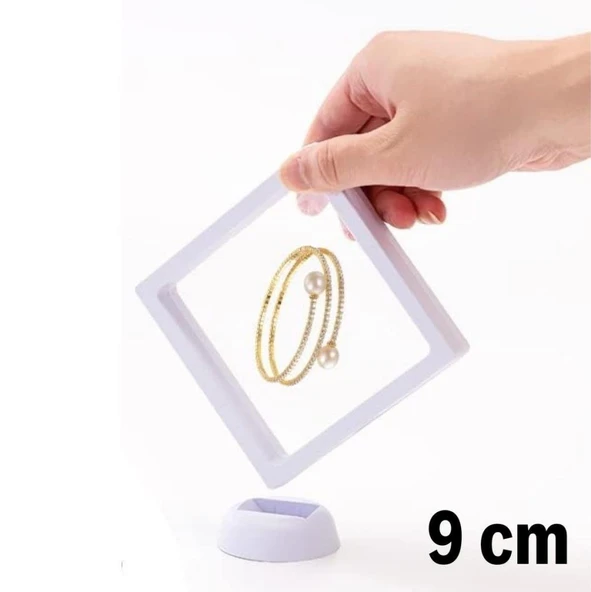 OLLEVRA 9x9 cm Standlı 3D Takı Ziynet Hatıra Koleksiyon Saklama Kutusu Şeffaf Film Çerçevesi - Resim 3