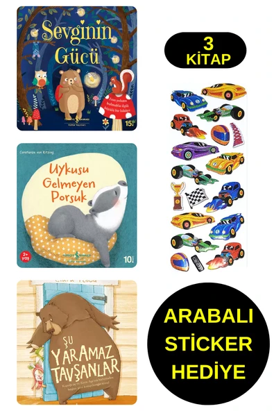 ARABALI STİCKER HEDİYELİ-OKUL ÖNCESİ RESİMLİ KİTAPLAR MASAL - SEVGİNİN GÜCÜ - UYKUSU GELMEYEN PORSUK ürün görseli