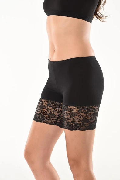 Derya Kurşun Dantelli Kısa Kadın Şort Tayt 496 - Resim 3