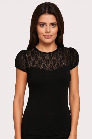 8017 BAYAN BİSİKLET YAKA KISA KOL ELASTANE - 2