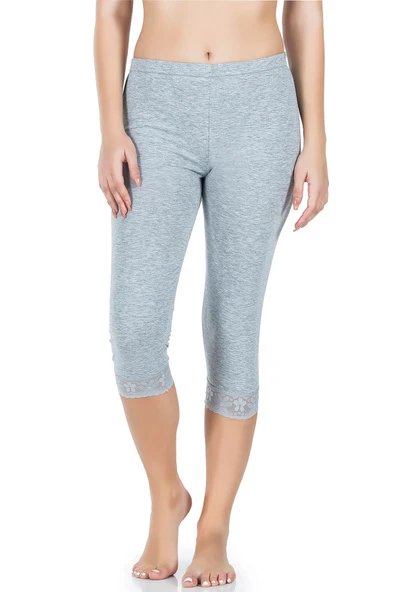 Derya Kurşun Paçası Dantelli Battal Kısa Kadın Tayt 414B ürün görseli