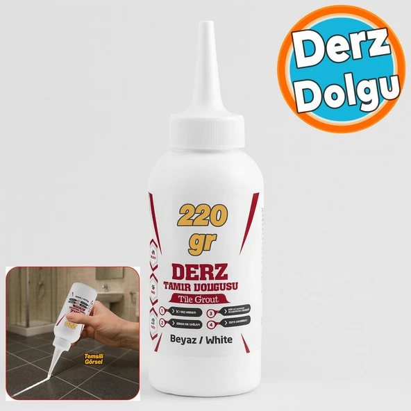 Hazır Derz Dolgu Fayans Seramik Mermer Yer Zemin için Tamir Yenileme Dolgusu Beyaz Renk (220 Gr) ürün görseli