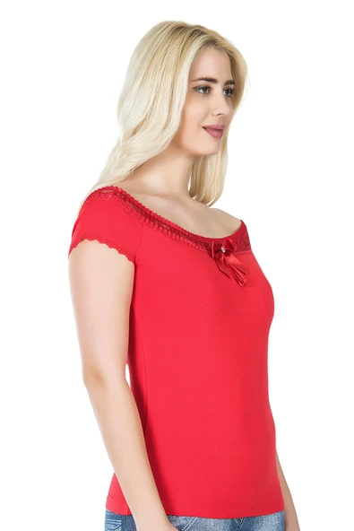 Derya Kurşun Dantelli Kadın Tişört 259 - 4