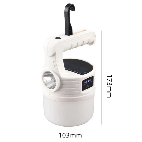 OLLEVRA LED Güneş Enerjili Kamp Lambası–2000 Lümen Süper Parlak 5 Aydınlatma Modlu USB ile Şarj Edilebilir Dış Mekan,Asılabilir Torch El Feneri - Resim 5