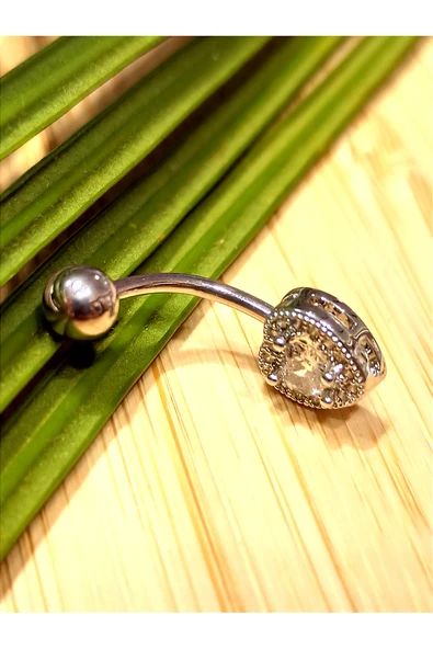 Monalisa Home Gümüş Renk Taşlı Göbek Pirsıng ürün görseli 1