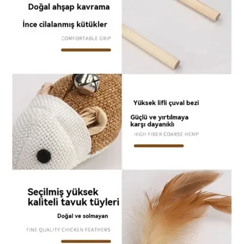 Litae Trend Doğal Jut Fare Sembollü Kedi Oltası - Resim 3