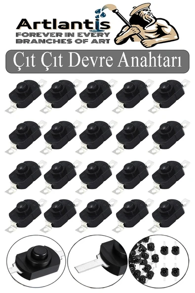 Mini Anahtar Arapuar Çıtçıt Anahtar 20 Adet Siyah Elektrik Devresi İçin Açma Kapama Düğmesi Deney On / Off Siyah Anahtar