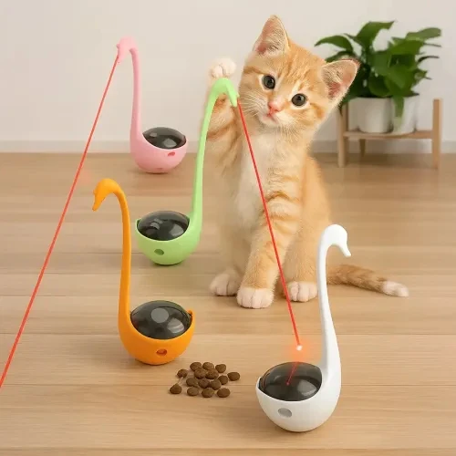 Litae Trend Kuğu Şeklinde Lazerli ve Mama Hazneli Kedi Oyuncağı ürün görseli 1
