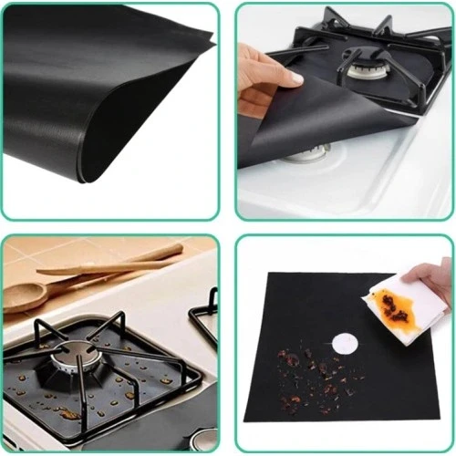 Litae Trend Ocak Koruyucu Folyo Yanmaz Yapışmaz 4'lü Set Siyah Renk ürün görseli 1