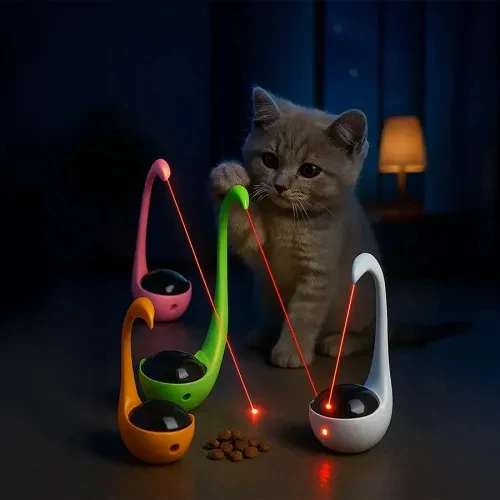 Litae Trend Kuğu Şeklinde Lazerli ve Mama Hazneli Kedi Oyuncağı - Resim 4