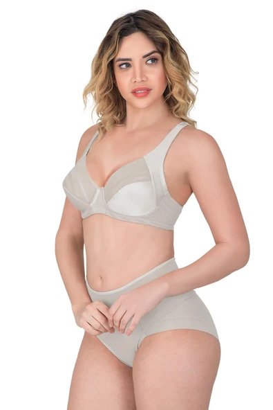 EKRU MI Emay 183 C Yan Destekli Toparlayıcı Balenli Sütyen ürün görseli 1