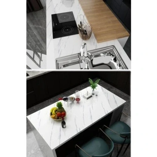 Litae Trend Beyaz Mermer Desenli Yapışkanlı Tezgah Folyosu (3 mt.x 60 cm) - Resim 2