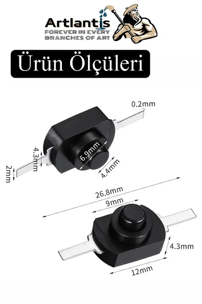 Mini Anahtar Arapuar Çıtçıt Anahtar 20 Adet Siyah Elektrik Devresi İçin Açma Kapama Düğmesi Deney On / Off Siyah Anahtar - 2