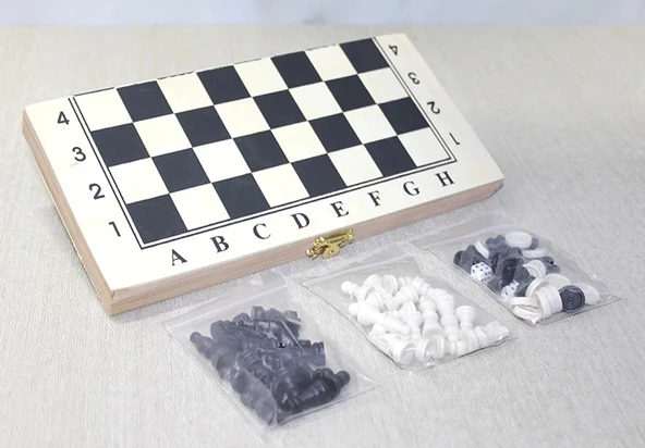 Ahşap Kutulu Satranç Ve Tavla Seti Alk4026 ürün görseli 1