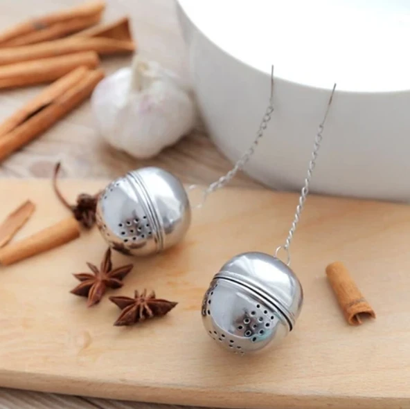 Mucit Home Top Model Çelik Çay ve Bitki Çayı Demleme Süzgeci – Paslanmaz Çelik Küre Demlik Süzgeç - 2