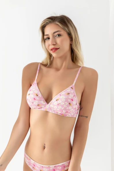 PAMUKLU DESENLİ, ÜÇGEN SÜTYEN PEMBE (MGP1961) ürün görseli 1