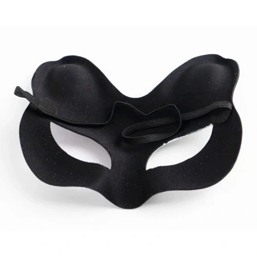 Litae Trend Siyah Süet Kırmızı Sarı Simli Kedi Maskesi - Resim 2