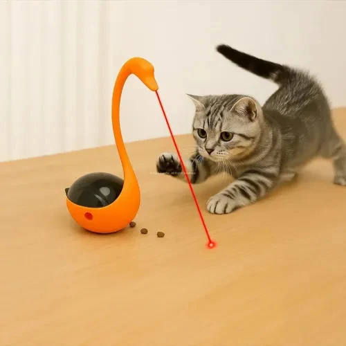 Litae Trend Kuğu Şeklinde Lazerli ve Mama Hazneli Kedi Oyuncağı - Resim 5