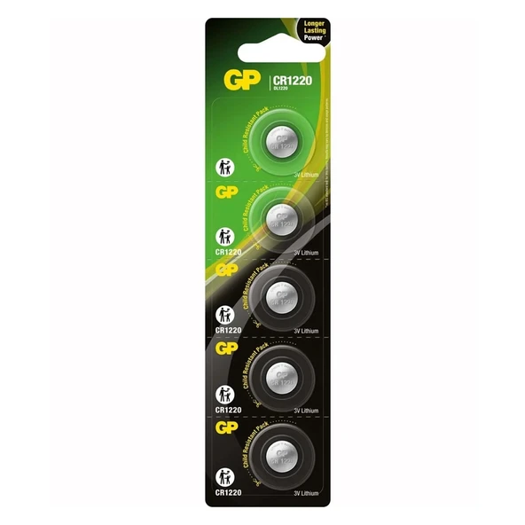 Gp Cr1220 Lityum Pil Düğme 1220 3v 5 Li Paket