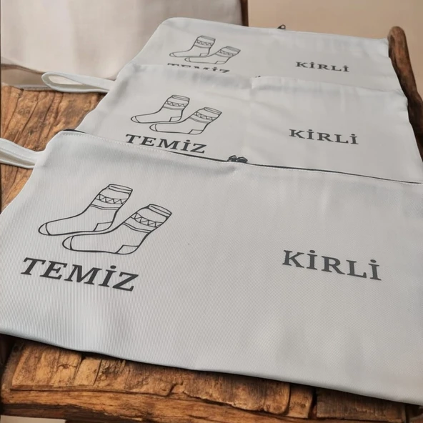 Baskılı Kirli-Temiz Seyahat (Çorap) Torbası ürün görseli