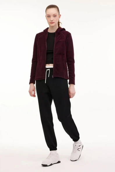 Lumberjack 7CT657 Wb Kadın Mor Kapüşonlu Polar Ceket 101782303 - Resim 3