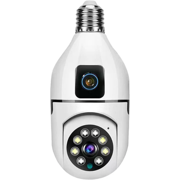 Çift Lensli Duy Girişli Kablosuz Ampul Kamera - 2