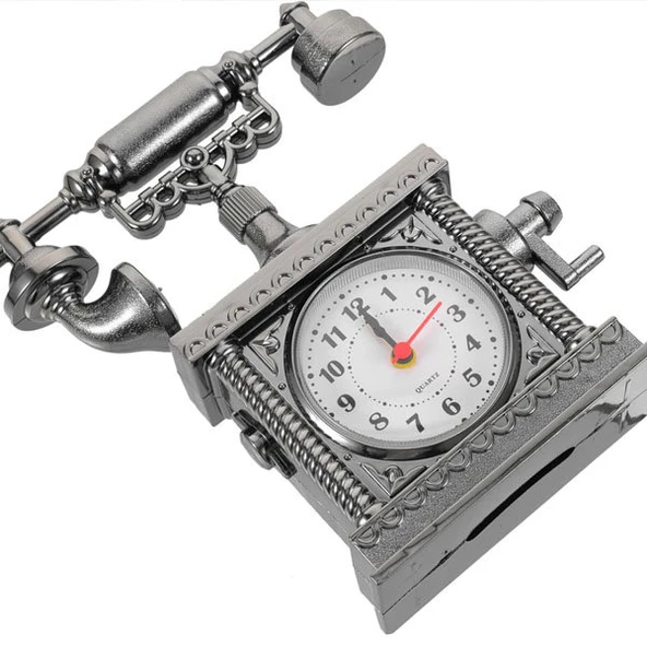 Vintage Telefon Tasarımlı Masa Saati ürün görseli