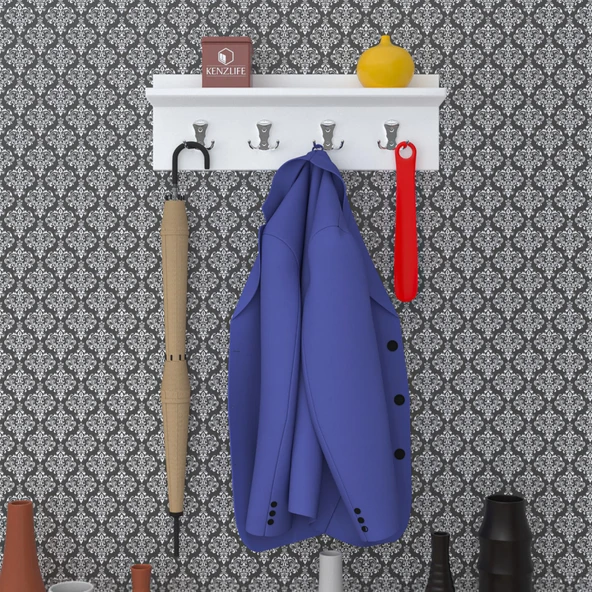 Kenzlife elbise askılığı askılık vettini038 byz 20*038*12 metal gri 4 adet askı portmanto ürün görseli