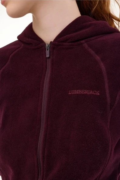 Lumberjack 7CT657 Wb Kadın Mor Kapüşonlu Polar Ceket 101782303 - Resim 4