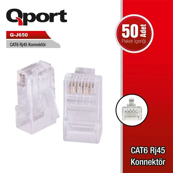 Qport Q-j650 Cat6 50 Lik Rj-45 Konnektör