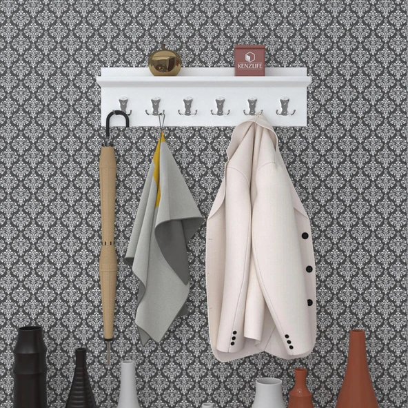 Kenzlife elbise askılığı askılık vettini070 byz 20*070*12 metal gri 6 adet askı portmanto ürün görseli