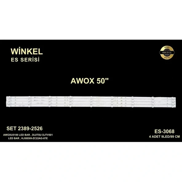 Awox Dijitsu Tv Led Bar 50 İnç 4 Lu Takım 4x9m 99cm U5100 Djtv501 Kj50d09-zc22ag-07e , 2018-03-29 9s1p ürün görseli