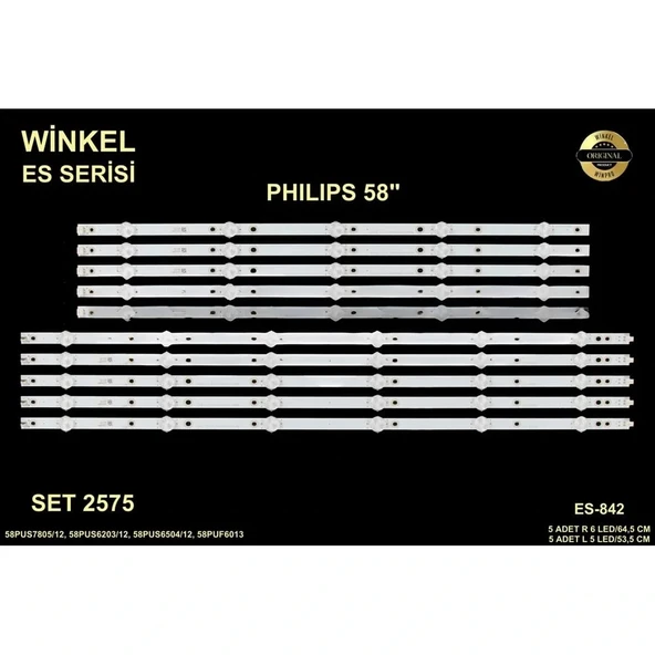 Philips Tv Led Bar 58 İnç 10 Lu Takım L/53,5 Cm 5 Mercek R/64,5 Cm 6 Mercek 284648-ş14